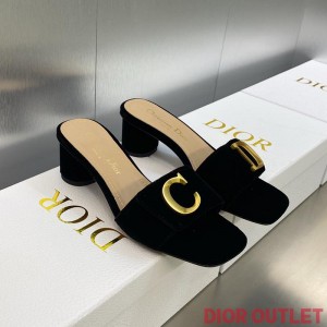 Cest Dior Heeled Slides Women Velvet Black