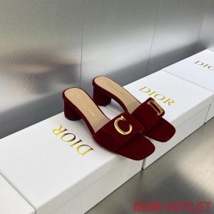 Cest Dior Heeled Slides Women Velvet Red