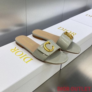 Cest Dior Slides Women Patent Leather Grey