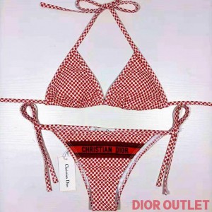 Dior Bikini Women Dots Print Lycra Red