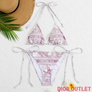Dior Bikini Women Toile De Jouy Print Lycra Pink
