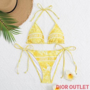 Dior Bikini Women Toile De Jouy Print Lycra Yellow