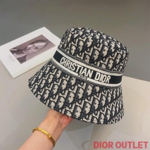 Dior Bucket Hat D-Oblique Cotton Black