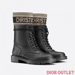 Dior D-Major Ankle Boots Women Calfskin and Technical Fabric Black