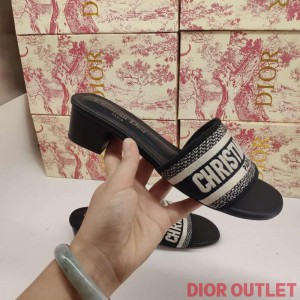 Dior Dway Heeled Slides Women Calfskin Black