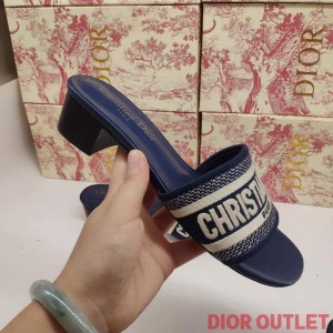 Dior Dway Heeled Slides Women Calfskin Blue