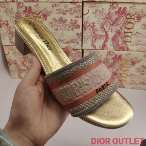 Dior Dway Heeled Slides Women Calfskin Gold