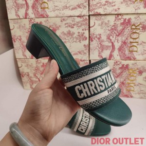 Dior Dway Heeled Slides Women Calfskin Green