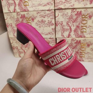 Dior Dway Heeled Slides Women Calfskin Rose