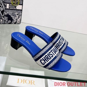 Dior Dway Heeled Slides Women Canvas Bright Blue
