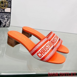 Dior Dway Heeled Slides Women Canvas Orange