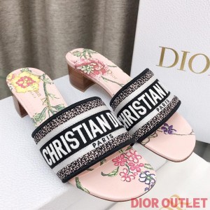Dior Dway Heeled Slides Women Petites Fleurs Motif Canvas Pink