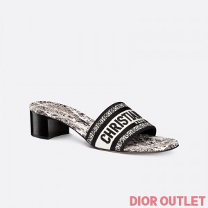 Dior Dway Heeled Slides Women Plan de Paris Motif Canvas Black