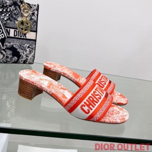 Dior Dway Heeled Slides Women Toile De Jouy Motif Canvas Orange
