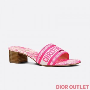 Dior Dway Heeled Slides Women Toile De Jouy Motif Canvas Rose