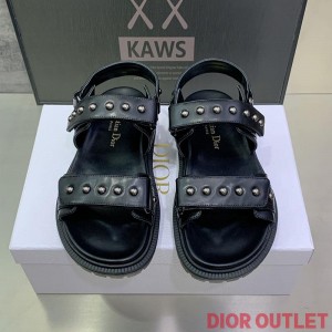 DiorAct Sandals Women Lambskin With Rivets Black