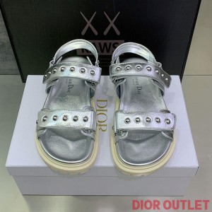 DiorAct Sandals Women Lambskin With Rivets Silver