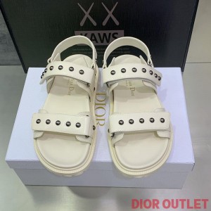 DiorAct Sandals Women Lambskin With Rivets White