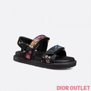 DiorAct Sandals Women Petites Fleurs Technical Fabric Black