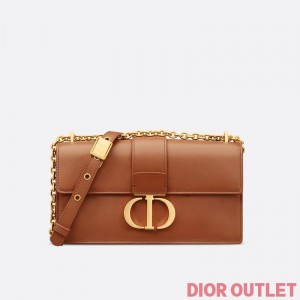 Dior 30 Montaigne East-West Bag With Chain Calfskin Brown