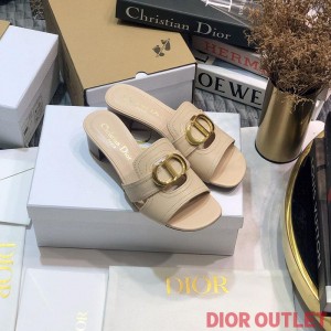 Dior 30 Montaigne Heeled Slides Women Calfskin Apricot