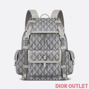 Dior Hit The Road Backpack CD Diamond Motif Canvas Grey