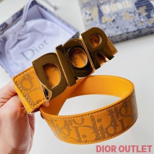 Dior Italic Buckle Reversible Belt Oblique Galaxy Leather Yellow
