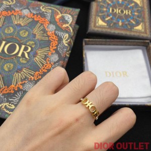 Dior Open Chain Evolution Ring Metal And Crystals Gold