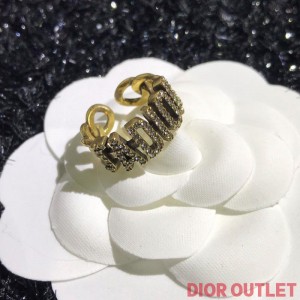 Dior Open Chain JADIOR Ring With Crystals Gold