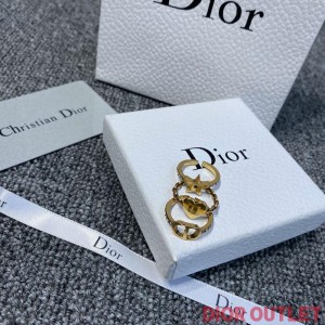 Dior Open Chain Knuckle Ring Set Metal and White Crystals Gold