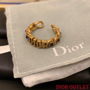 Dior Open Chain Ring with Multicolor Crystals Gold