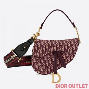 Dior Saddle Bag Oblique Motif Canvas Burgundy