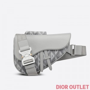 Dior Saddle Crossbody CD Diamond Motif Canvas Grey