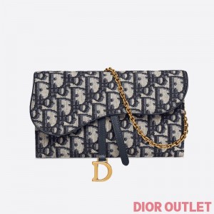 Dior Saddle Wallet Oblique Motif Canvas Blue
