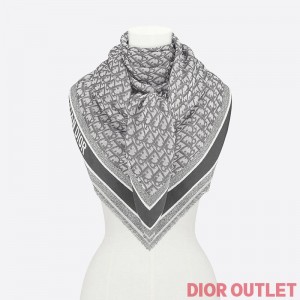 Dior Shawl D-Oblique Wool, Silk and Cashmere Grey