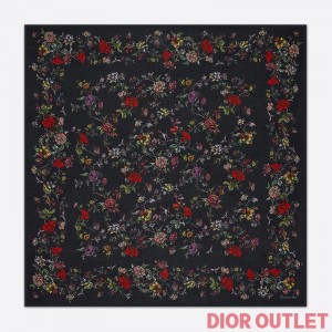 Dior Shawl Jardin Botanique Silk, Wool and Cashmere Black