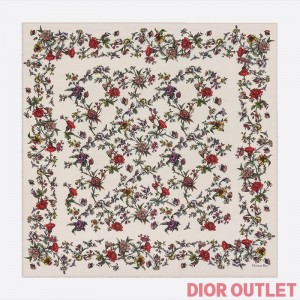 Dior Shawl Jardin Botanique Silk, Wool and Cashmere White