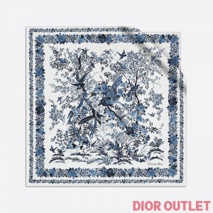 Dior Square Scarf Jardin dHiver Silk Blue