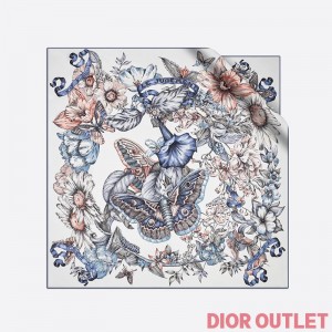 Dior Square Scarf Le Jugement Silk Blue