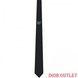 Dior Tie Shawn Logo Silk Black