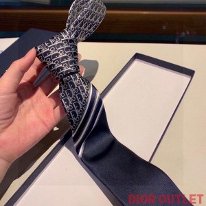 Dior Tie Striped Oblique Silk Blue
