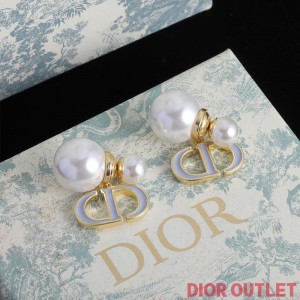 Dior Tribales Earrings Metal, Pearls and Lacquer Gold/White