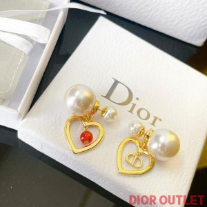 Dior Tribales Earrings Metal, White Resin Pearls And A Red Glass Pearl Gold