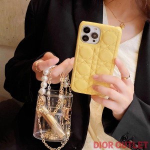 Dior iPhone Case Cannage Patent Leather Yellow