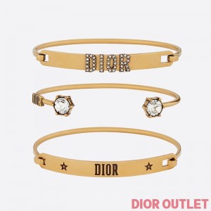 Diorevolution Bracelet Set Metal and White Crystals Gold