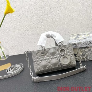 Micro Lady D-Joy Bag Ultramatte Cannage Calfskin with Diamond Motif Grey