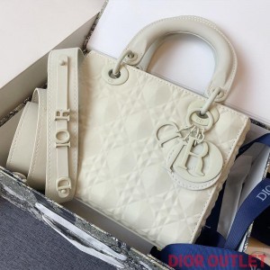 Small Lady Dior Bag Ultramatte Frosted Cannage Calfskin White