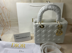 Dior Lady Dior Bag Cannage Lambskin White