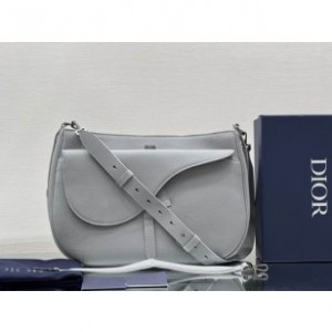 Dior Saddle Soft Bag Grained Calfskin Gray